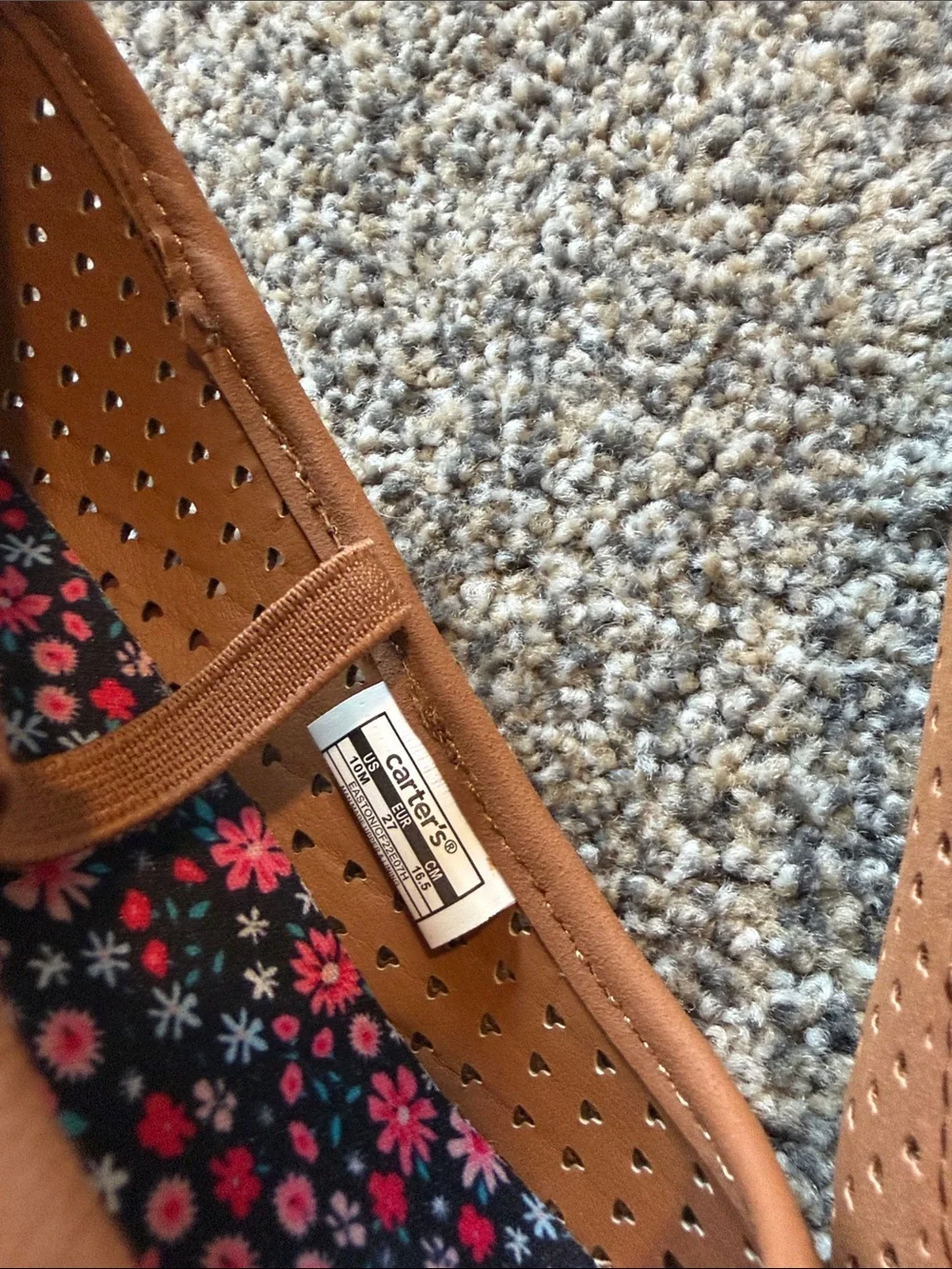Carter's Brown Girls Mary Jane Flats with Floral Insole